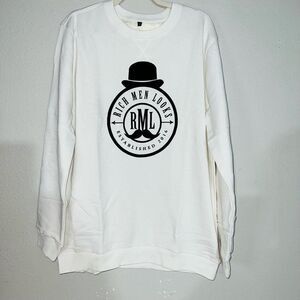 Rich Men Looks White Crewneck Long Sleeve Sweatshirt 3XL